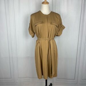 Trina Turk "Boyant" Belted Short Sleeved Shirt‎ Dress - Camel - Women's Size 4